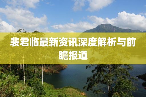 裴君臨最新資訊深度解析與前瞻報(bào)道