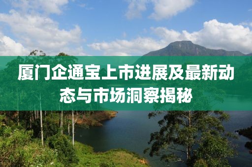 廈門企通寶上市進(jìn)展及最新動態(tài)與市場洞察揭秘
