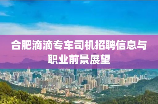 合肥滴滴專車司機(jī)招聘信息與職業(yè)前景展望