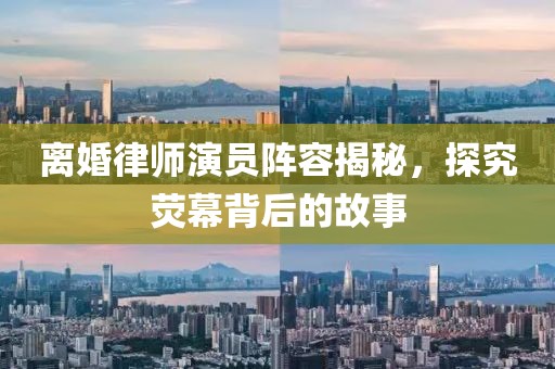 離婚律師演員陣容揭秘，探究熒幕背后的故事