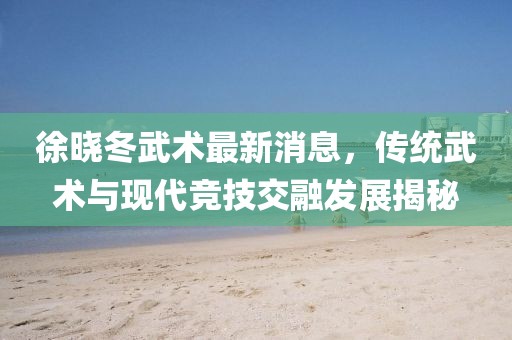 徐曉冬武術(shù)最新消息，傳統(tǒng)武術(shù)與現(xiàn)代競技交融發(fā)展揭秘