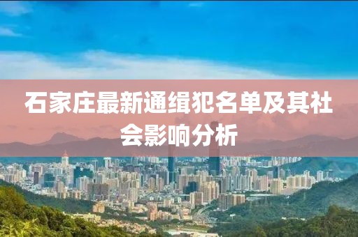 石家莊最新通緝犯名單及其社會影響分析