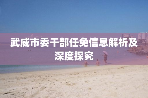 武威市委干部任免信息解析及深度探究