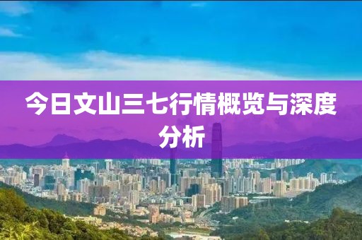 今日文山三七行情概覽與深度分析