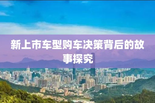 新上市車型購車決策背后的故事探究