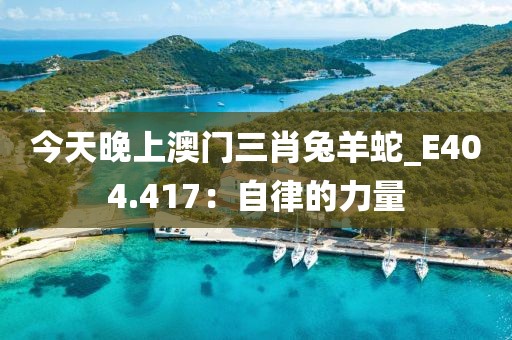 今天晚上澳門三肖兔羊蛇_(dá)E404.417：自律的力量