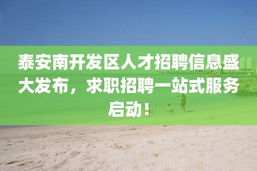 泰安南開發(fā)區(qū)人才招聘信息盛大發(fā)布，求職招聘一站式服務(wù)啟動(dòng)！