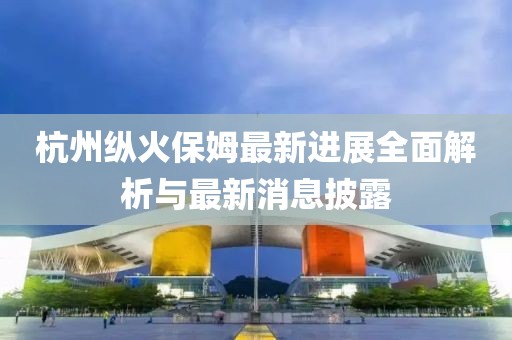 杭州縱火保姆最新進(jìn)展全面解析與最新消息披露