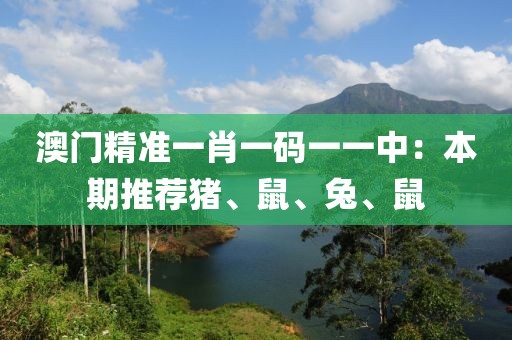 澳門精準(zhǔn)一肖一碼一一中：本期推薦豬、鼠、兔、鼠