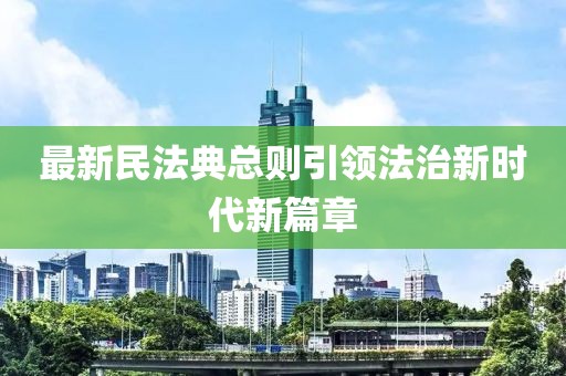 最新民法典總則引領法治新時代新篇章