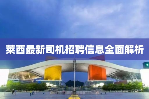 萊西最新司機招聘信息全面解析