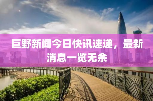 巨野新聞今日快訊速遞，最新消息一覽無(wú)余