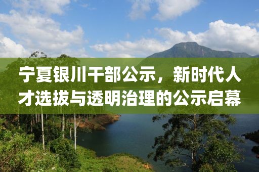 寧夏銀川干部公示，新時代人才選拔與透明治理的公示啟幕